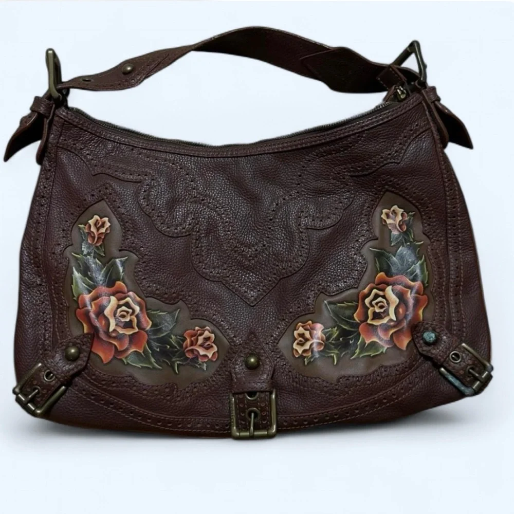 Rare Isabella Fiore Western Rose Tattoo Jenni Floral Shoulder Bag - Picture 1 of 3